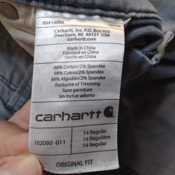 Carhartt Grey Carpenter Jean's Sz 14 - Picture 8 of 14